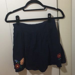 aerie navy skirt with floral embroidery